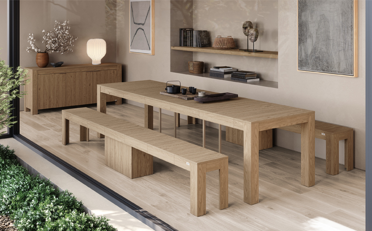 Extendable Console Table with Bench Rachele Mobili Fiver