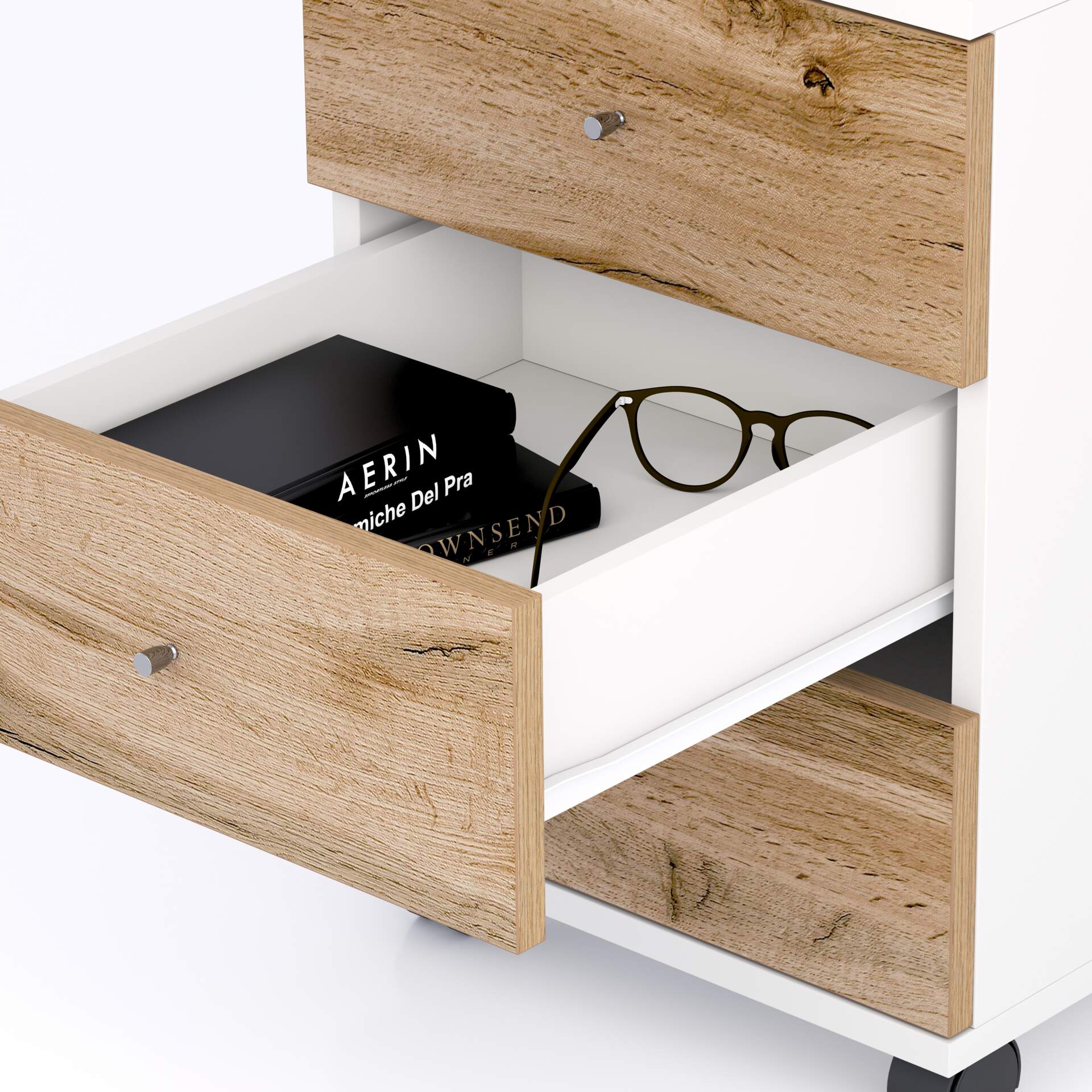 Cassettiera da ufficio con rotelle 5 cassetti Rovere | Leroy Merlin