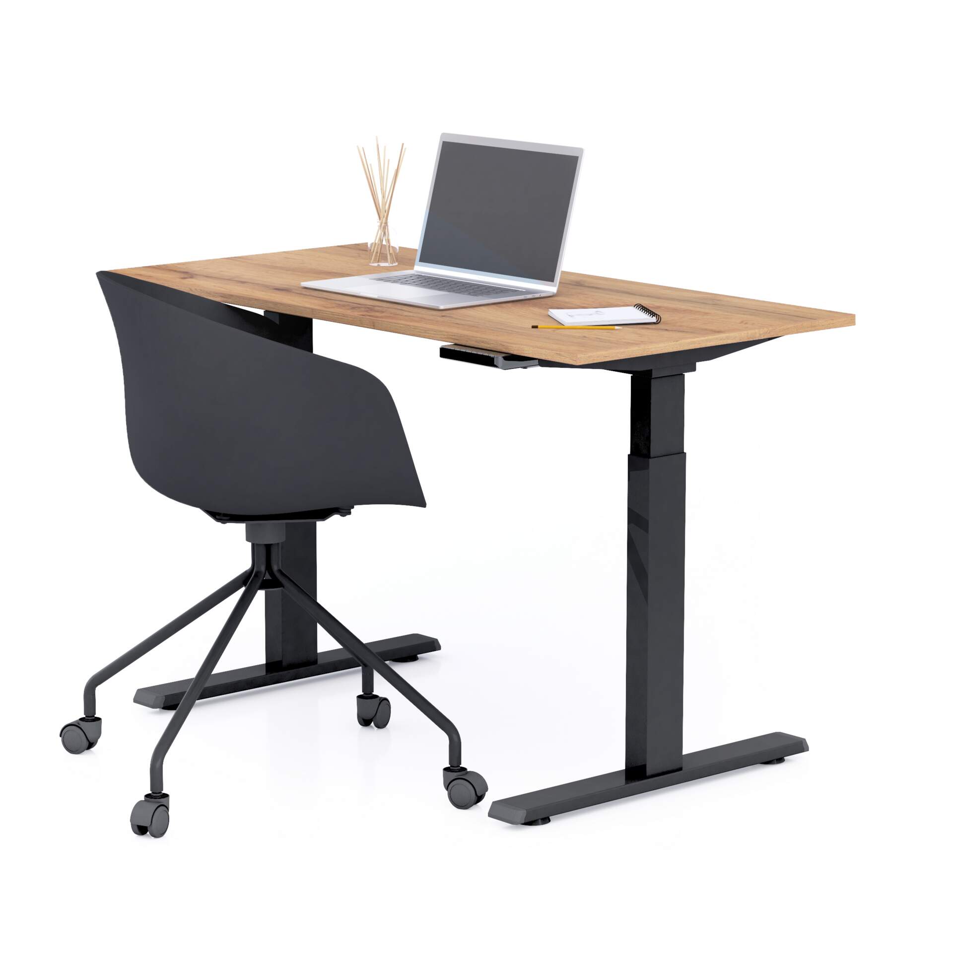 Electric Adjustable Desk | 120x80 Cm | Beech With Black Frame