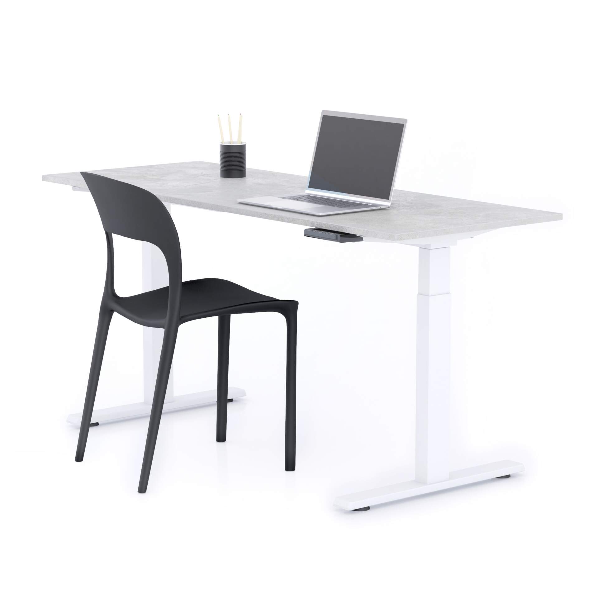 Telaio Scrivania Regolabile In Altezza Flamaker Con Doppio Motore Elettrico – Gambe Da Tavolo 8x5 Cm, Altezza Da 72 A 120 Cm, Telecomando Con Memoria 3 Posizioni, Bianco - 2