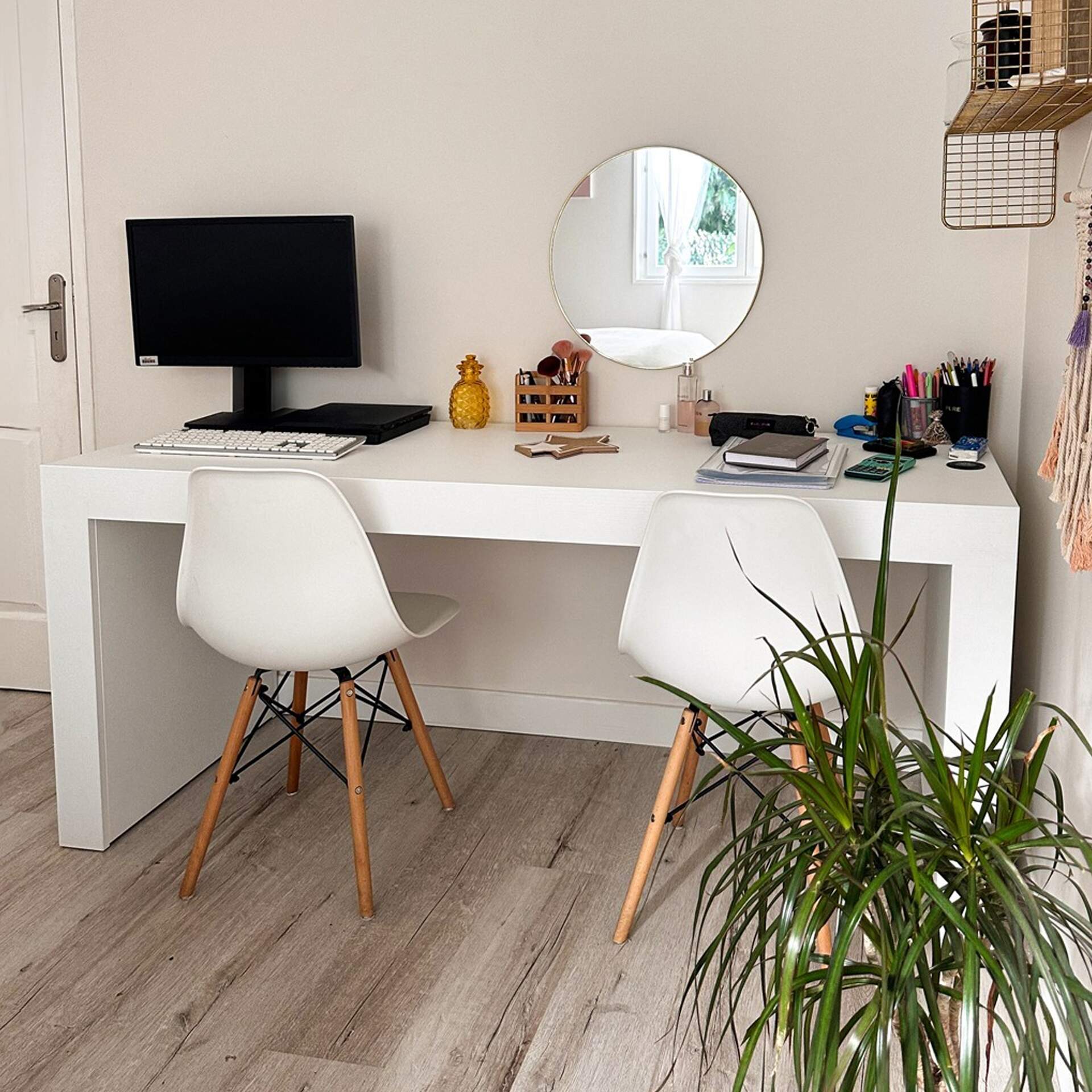 Bureau D'ordinateur Avec étagère 80x40 Cm – Brun – Maison & Bureau