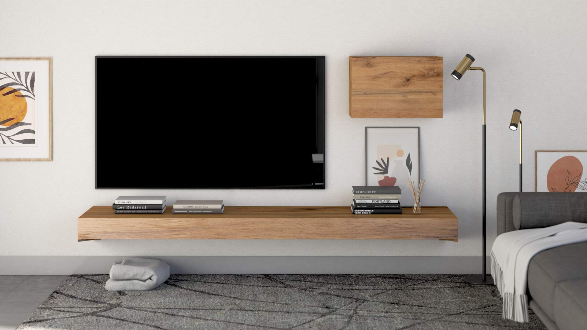 Suport TV suspendat Evolution 180x40, Stejar Rustic