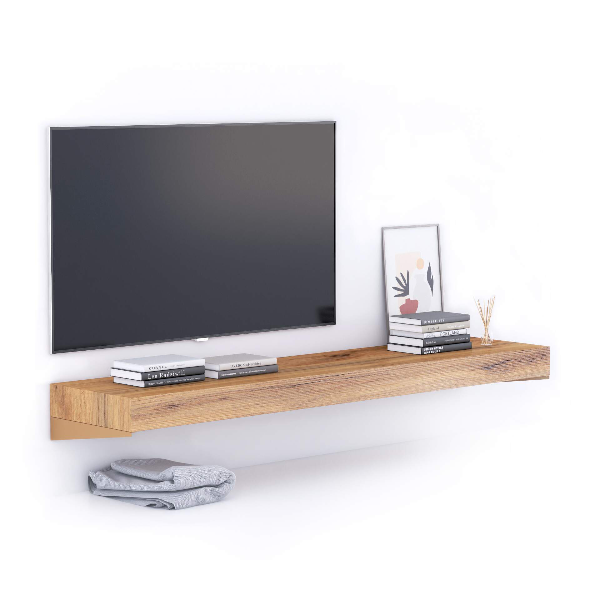 TVラック Suport TV suspendat Evolution 180x40, Stejar Rustic