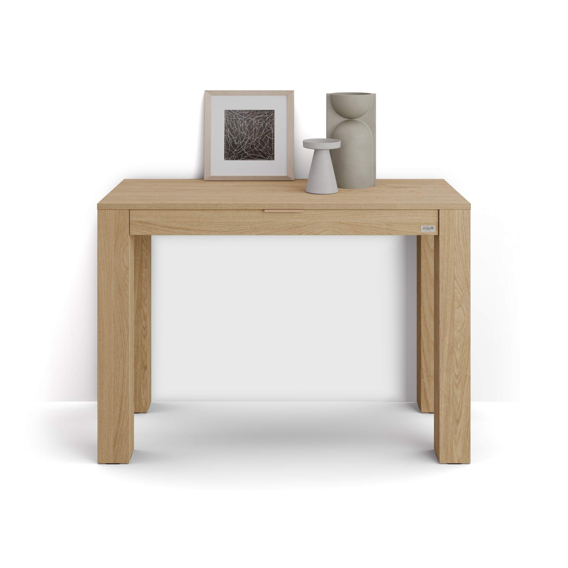 Versa Berlin Smalle hal of vestibule Entree hal meubilair, Console Tafel, Met onderste plank, Afmetingen (H x B x H) 80 x 30 x 100 cm, Hout en Metaal, Kleur Bruin en