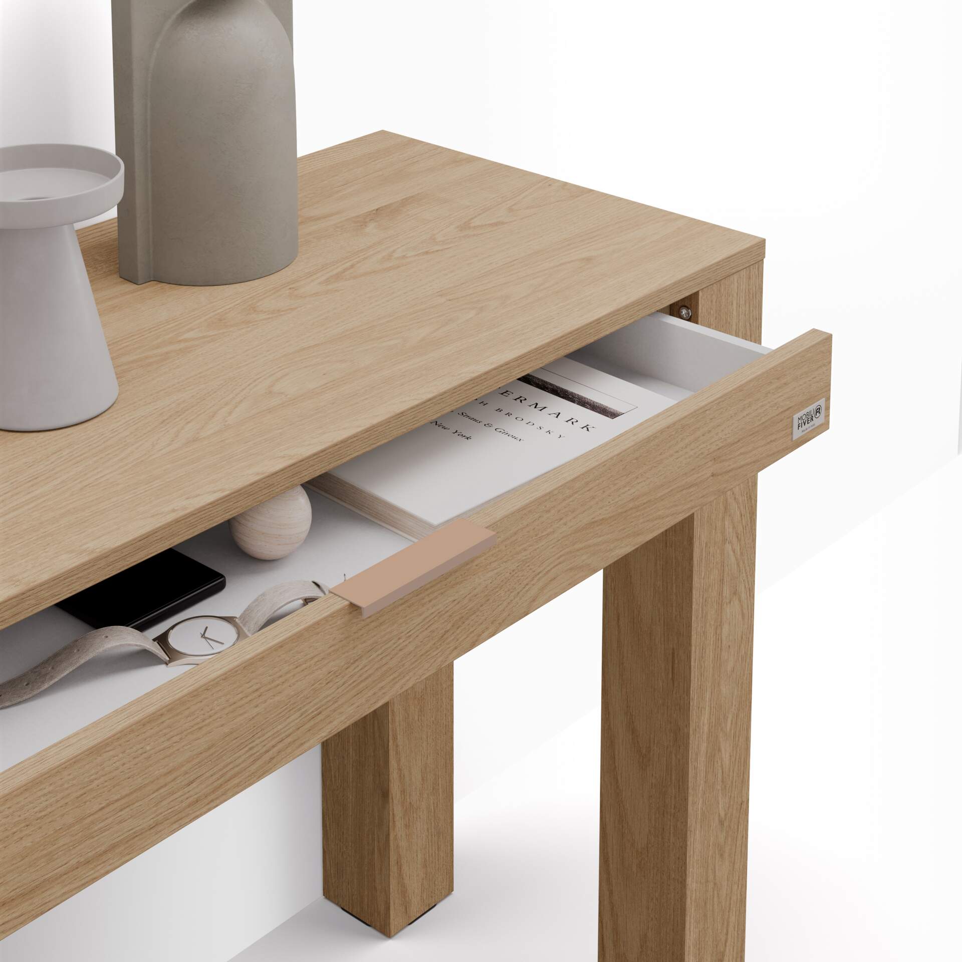 Versa Severn Smalle hal of vestibule Entree hal meubilair, Console Tafel, met 3 lades, Afmetingen (H x B x H) 80 x 30 x 90,5 cm, Hout, Kleur Bruin