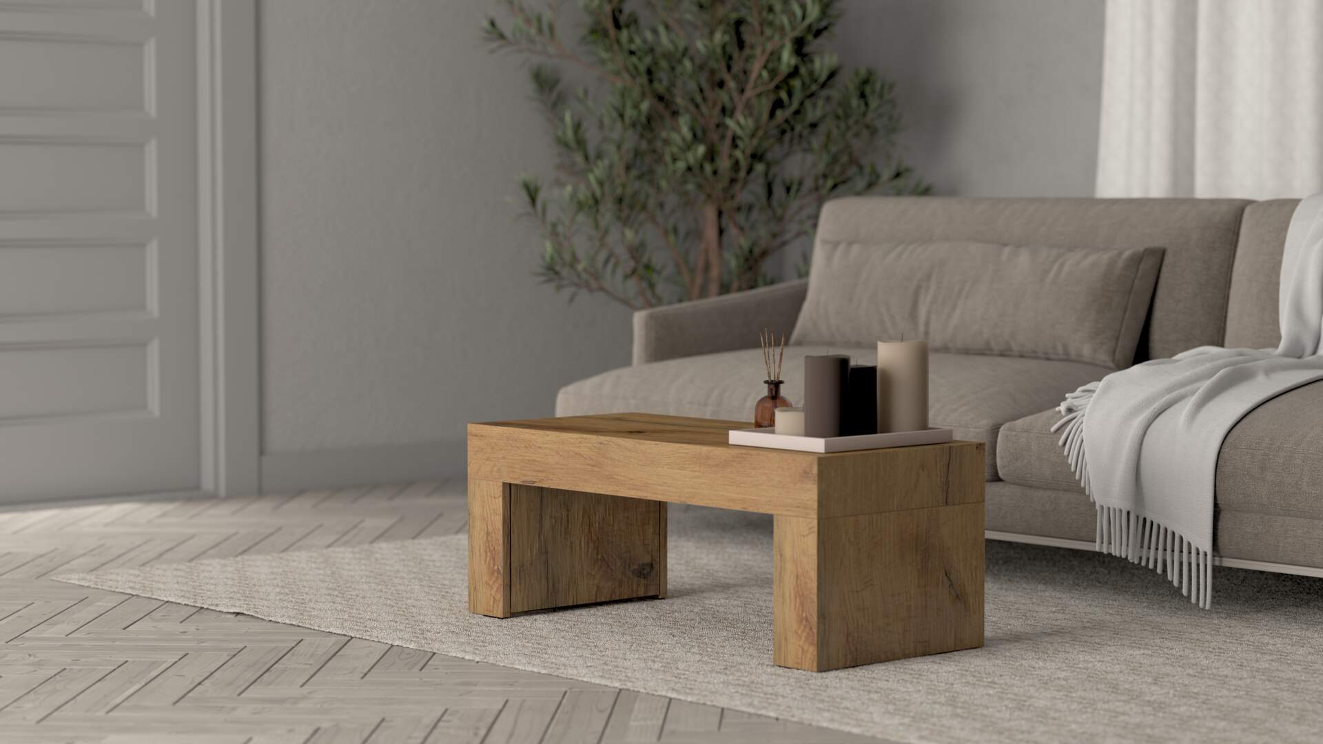 Mobili Fiver, Barplank Evolution 180x40, Rustiek Eik, Made In Italy