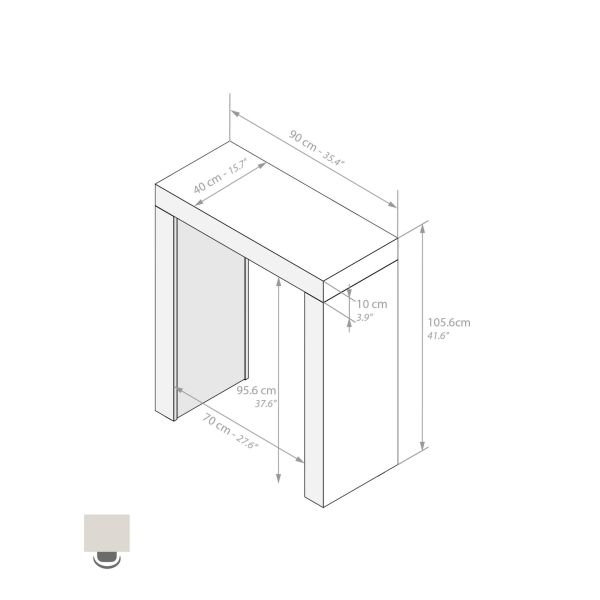 Mesa Alta Evolution 90x40, Freixo Branco com Duas Pernas imagem técnica 1