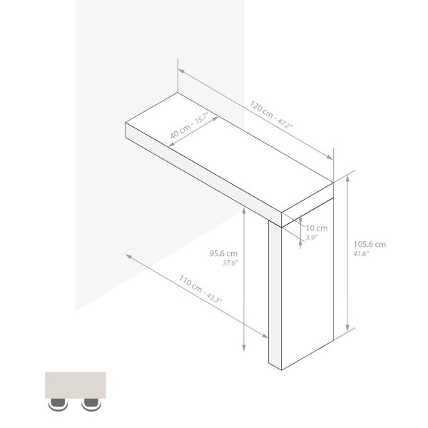 Schiereiland Evolution 120x40 amerikaanse walnoot technische afbeelding 1