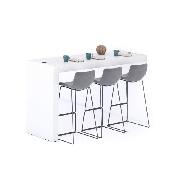 Evolution Küchenhalbinsel mit kabellosem Ladegerät 180x60, Esche, Weiß