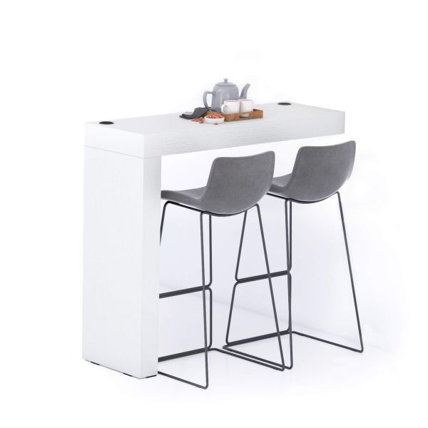 Evolution Küchenhalbinsel 120x40 mit kabellosem Ladegerät, Esche, Weiß