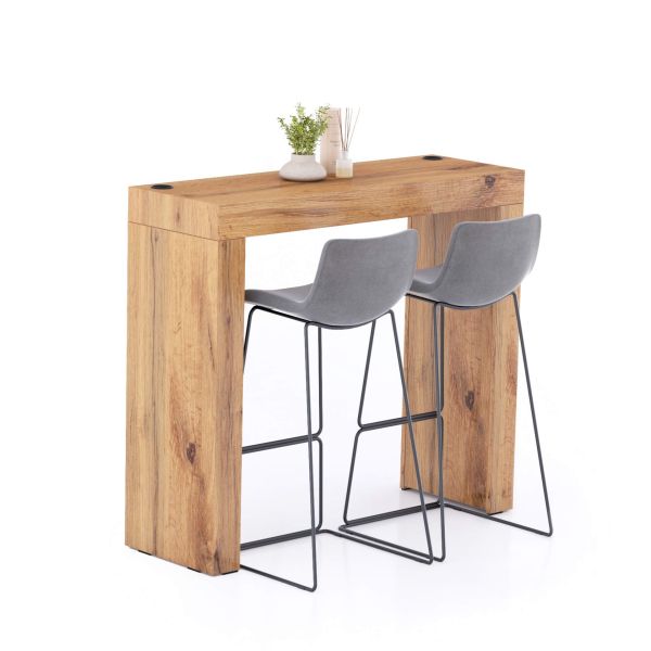 Mesa Alta Evolution 120x40, Carvalho Rustico com Duas Pernas e Carregador Wireless