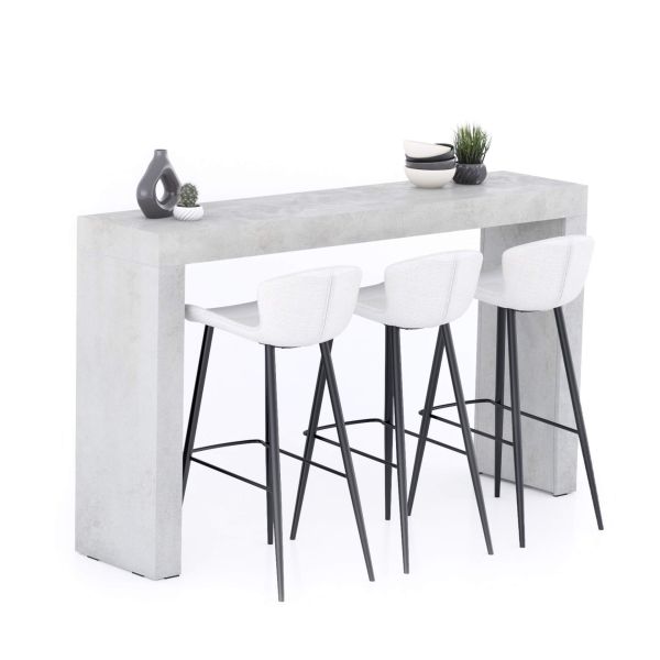 Mesa Alta Evolution 180x40, Cimento Cinza com Duas Pernas