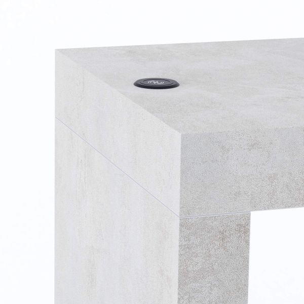 Mesa Alta Evolution 120x60, Cimento Cinza com Duas Pernas e Carregador Wireless imagem de pormenor 1