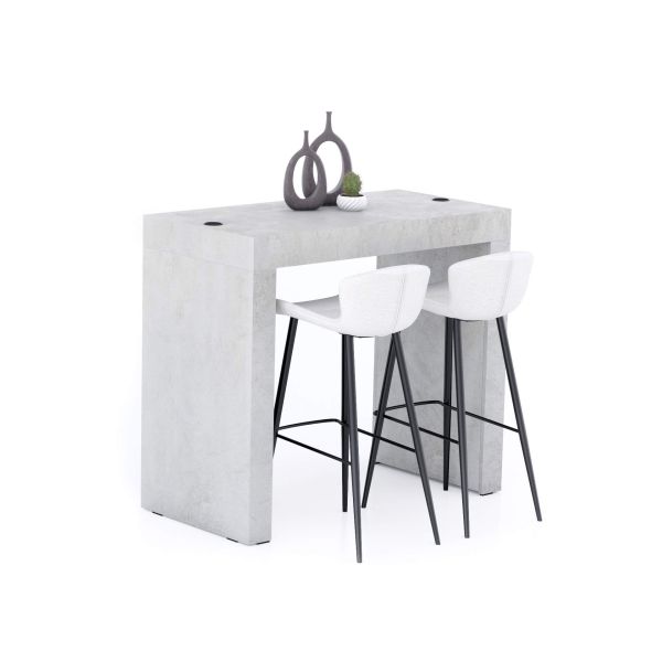 Mesa Alta Evolution 120x60, Cimento Cinza com Duas Pernas e Carregador Wireless