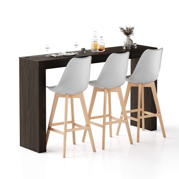 Mesa Alta Evolution com duas pernas e carregador wireless 180x40, nogueira escuro