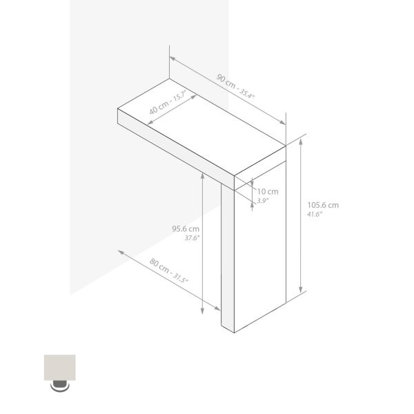 Schiereiland Evolution 90x40 amerikaanse walnoot technische afbeelding 1