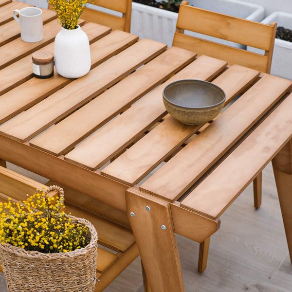 Gartentisch aus Holz 160x80 cm, Elena, Teak Farbe Detailbild 9