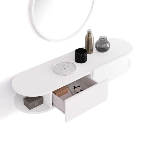 Wandkonsole Olivia mit 2 Schubladen, Esche, Weiß  Detailbild 1