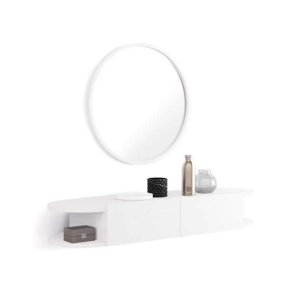 Wandkonsole Olivia mit 2 Schubladen, Esche, Weiß 