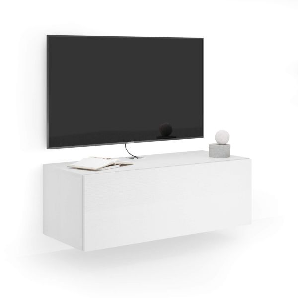 VegHee Mobile TV a parete Mensola TV sospesa Mensola a muro Camera da letto Soggiorno Attrezzatura audiovisiva Mensole Pensile Scaffale per TV Mensola decorativa Con cassetto Bianco Scaffale da gioco