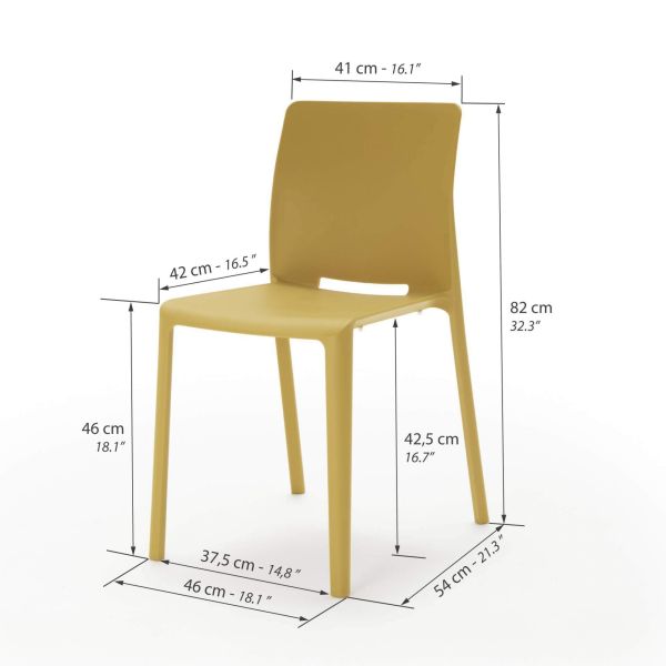 Stühle Emma, 4er-Set, Senfgelb Technisches Bild 1
