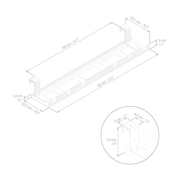 Kabelwanne für Schreibtisch, Clara, Weiß Technisches Bild 1