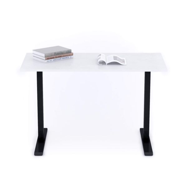 Secretária Clara 120x60 Cimento Branco com Pernas Pretas imagem de pormenor 1