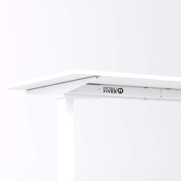 Secretária Clara 140x60 Cimento Branco com Pernas Brancas imagem de pormenor 2