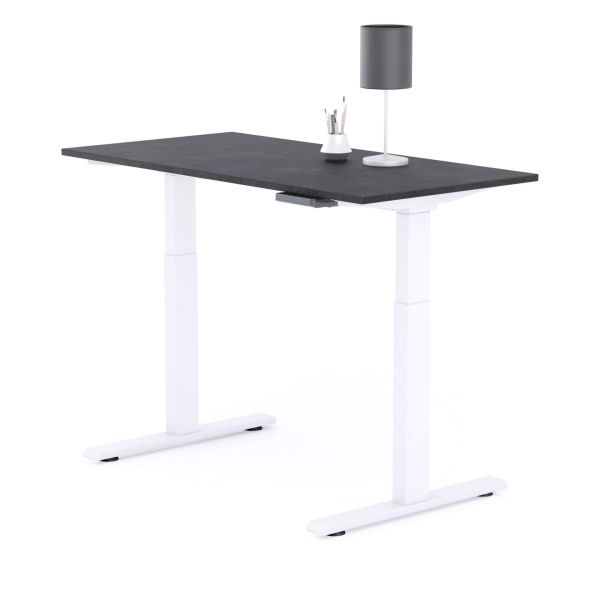 Verstelbaar Bureau Clara 120x60 Zwart Beton met Witte Poten detailafbeelding 1