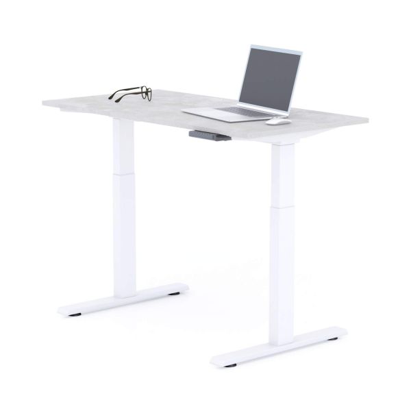 Verstelbaar Bureau Clara 120x60 Grijs Beton met Witte Poten detailafbeelding 1