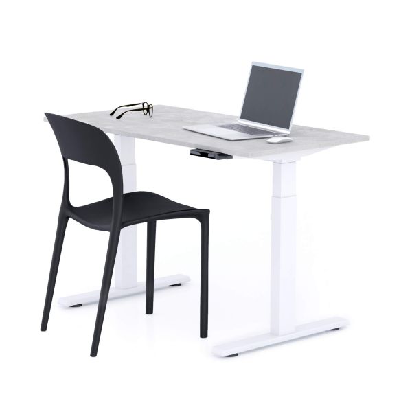 Verstelbaar Bureau Clara 120x60 Grijs Beton met Witte Poten