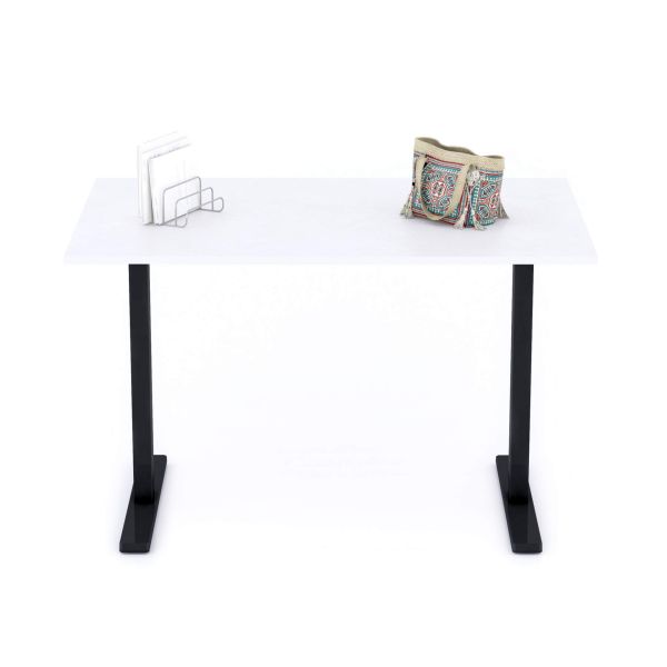 Secretária Clara 120x80 Cimento Branco com Pernas Pretas imagem de pormenor 1