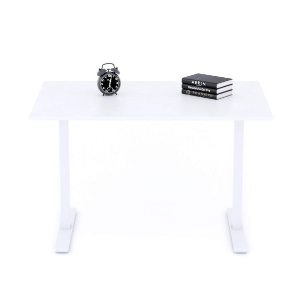 Secretária Clara 120x80 Cimento Branco com Pernas Brancas imagem de pormenor 1