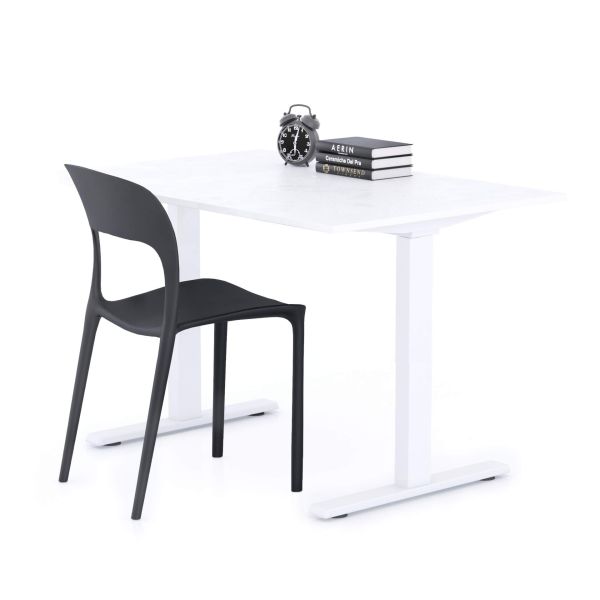 Secretária Clara 120x80 Cimento Branco com Pernas Brancas