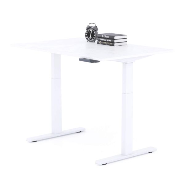 Verstelbaar Bureau Clara 120x80 Wit Beton met Witte Poten detailafbeelding 1