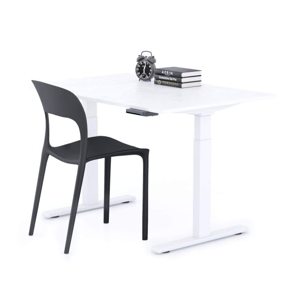 Verstelbaar Bureau Clara 120x80 Wit Beton met Witte Poten
