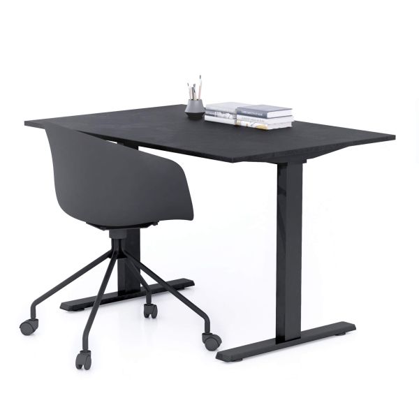 Secretária Clara 120x80 Cimento Preto com Pernas Pretas