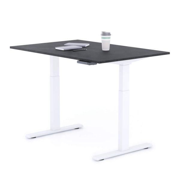 Verstelbaar Bureau Clara 120x80 Zwart Beton met Witte Poten detailafbeelding 1