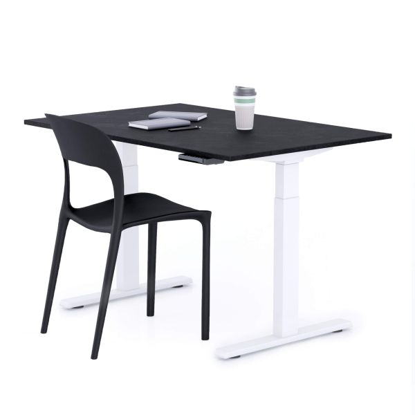 Verstelbaar Bureau Clara 120x80 Zwart Beton met Witte Poten