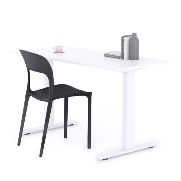 Secretária Clara 140x60 Cimento Branco com Pernas Brancas
