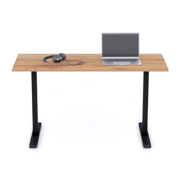 Bureau Clara 140x60 rustiek eiken met zwarte Poten detailafbeelding 1