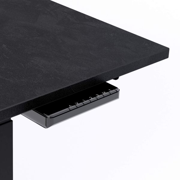 Verstelbaar Bureau Clara 140x60 Zwart Beton met Zwarte Poten detailafbeelding 1