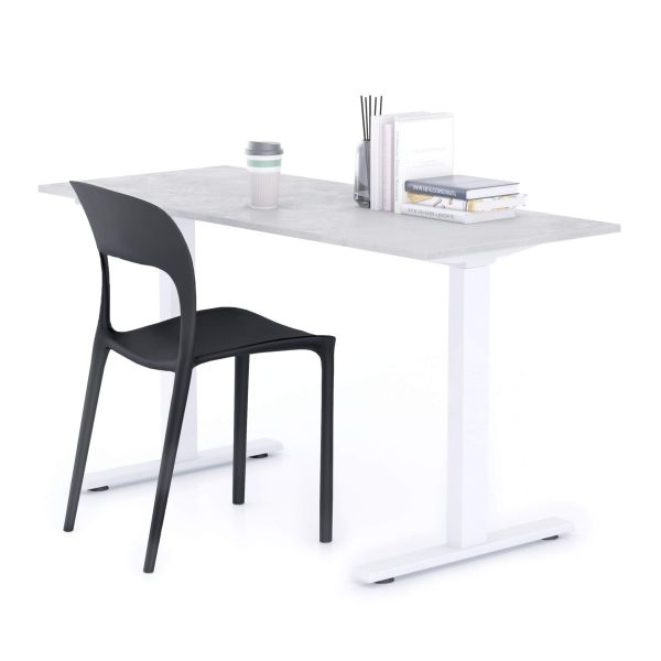Bureau Clara 140x60 grijs beton met witte Poten