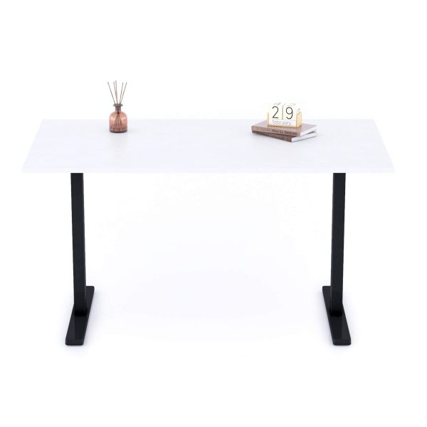 Secretária Clara 140x80 Cimento Branco com Pernas Pretas imagem de pormenor 1