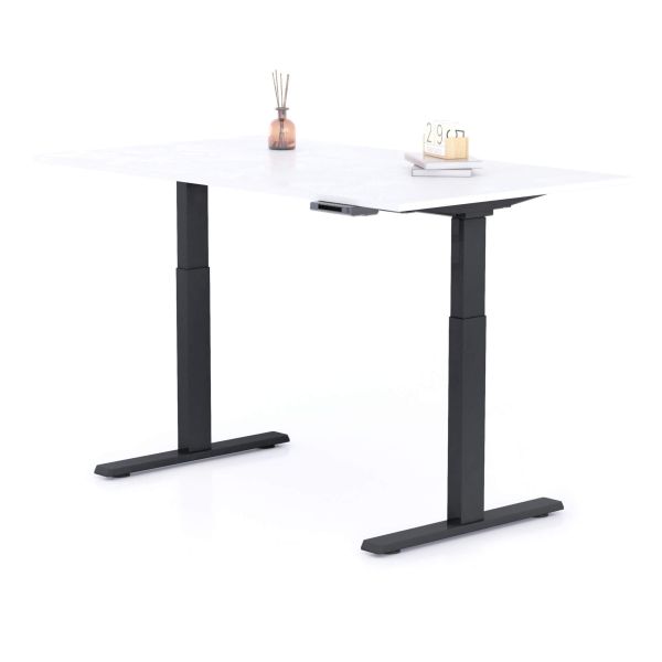 Verstelbaar Bureau Clara 140x80 Wit Beton met Zwarte Poten detailafbeelding 1