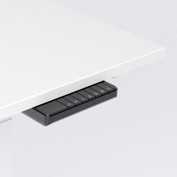 Verstellbarer Schreibtisch Clara 140x80 Weiss Beton mit weissen Beinen Detailbild 2