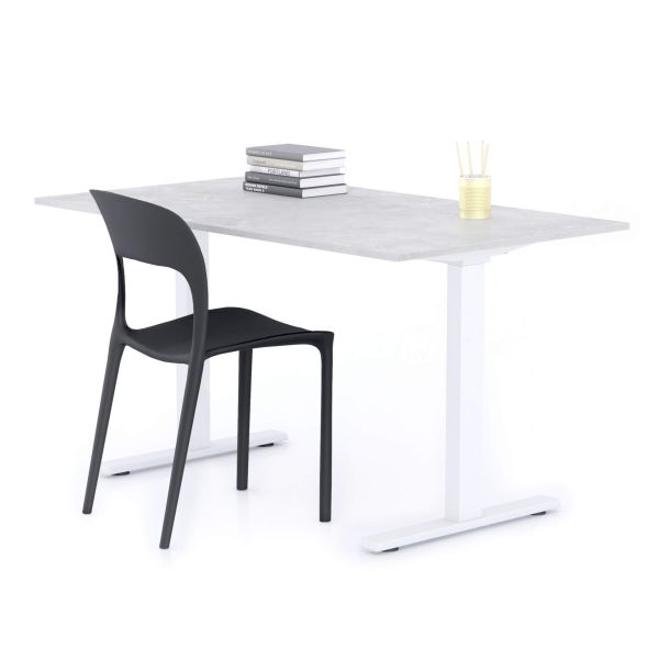 Secretária Clara 140x80 Cimento Cinza com Pernas Brancas