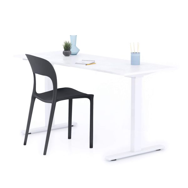 Secretária Clara 160x60 Cimento Branco com Pernas Brancas