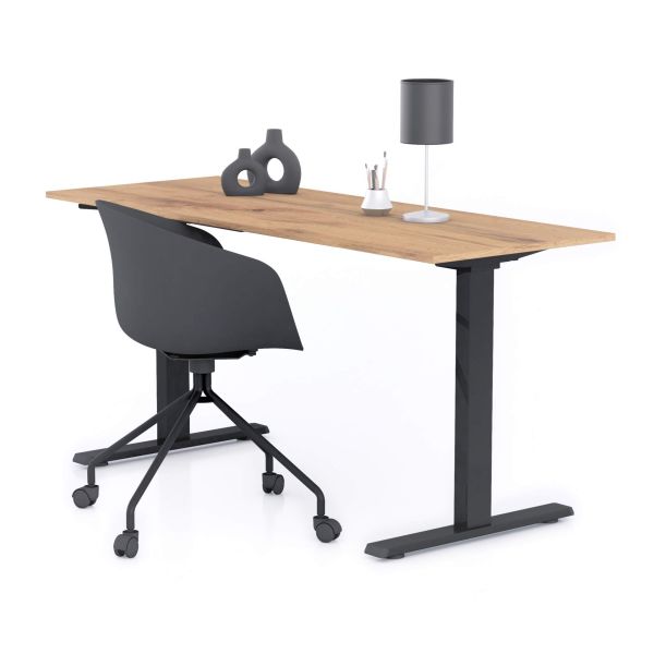 Bureau Clara 160x60 rustiek eiken met zwarte Poten