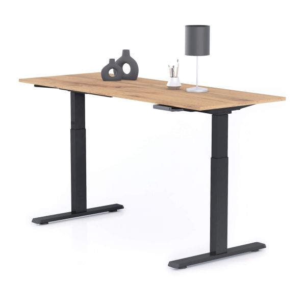 Verstelbaar Bureau Clara 160x60 Rustiek Eiken met Zwarte Poten detailafbeelding 1
